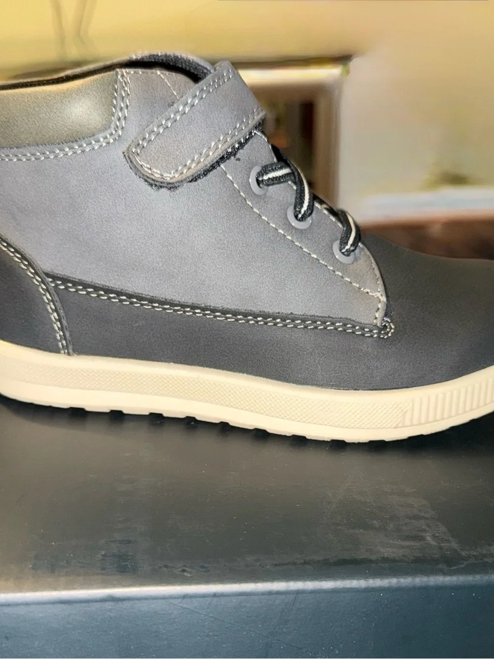 Deer Stags Kids Blue-Gray High Top Sneaker with Cream Sole